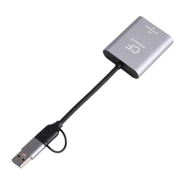CFexpress typ B-kortläsare USB3.2 Gen2 10 Gbit/s 2-i-1 USB C & USB A CFe-kortläsare med SD-kortplats för CFexpress typ B