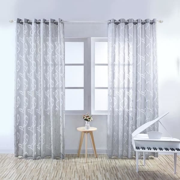 2 kpl läpikuultavia verhoja - kodinsisustus - 100 x 250 cm - harmaa