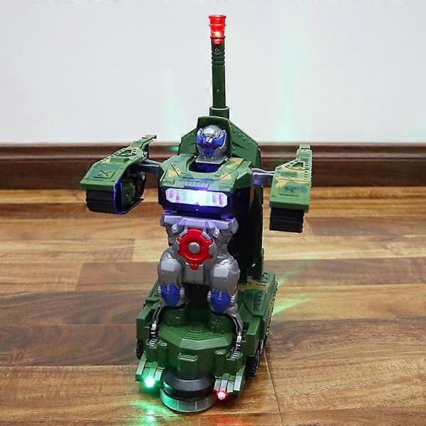 Barneleke Deformasjonstankroboter LED-lys Musikk Tankbil Elektrisk Kamp Blits