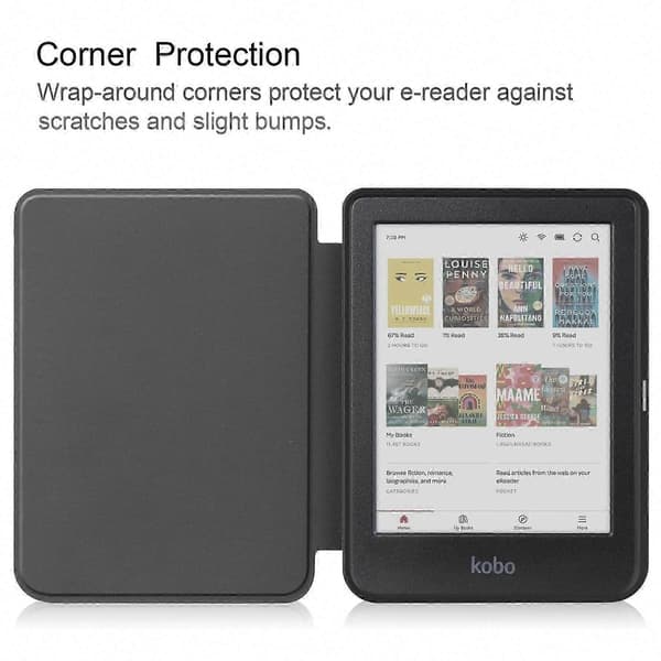 Kobo Clara Colour & BW PU Læder Smart Vågn Op Sov Cover - Beskyttende E-læser Etui Sort