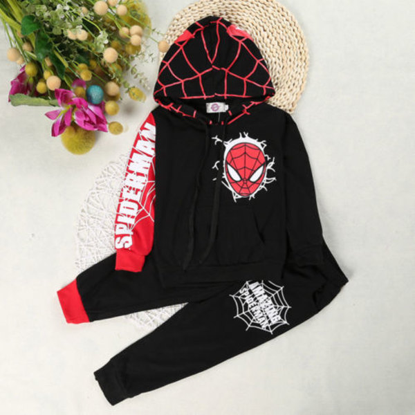 Barn Pojkar Spiderman Toppar Byxor Set Halloween Kläder Set Svart black 110cm