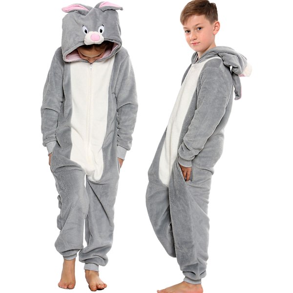 Jenter Gutter Kaninkostyme Jumpsuiter Myk Plysjfleece Bunny 13 Years