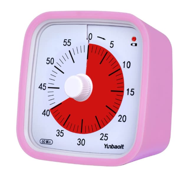 [KK]Visuell Timer 60 Minutter Rosa, Nedtellingstimer for Barn Justerbar Volum 10x10cm black