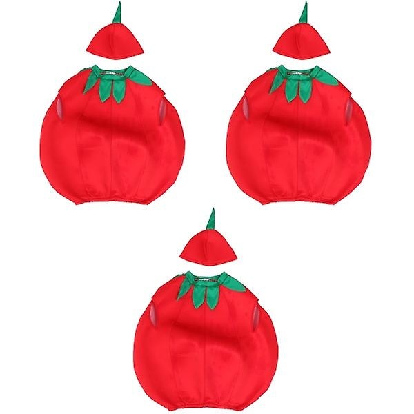 3 sæt Tomat Performance Kostumer Tøj og hat Stof outfit (120-130cm) 3 sæt M 3 Sæt 3 Sets M