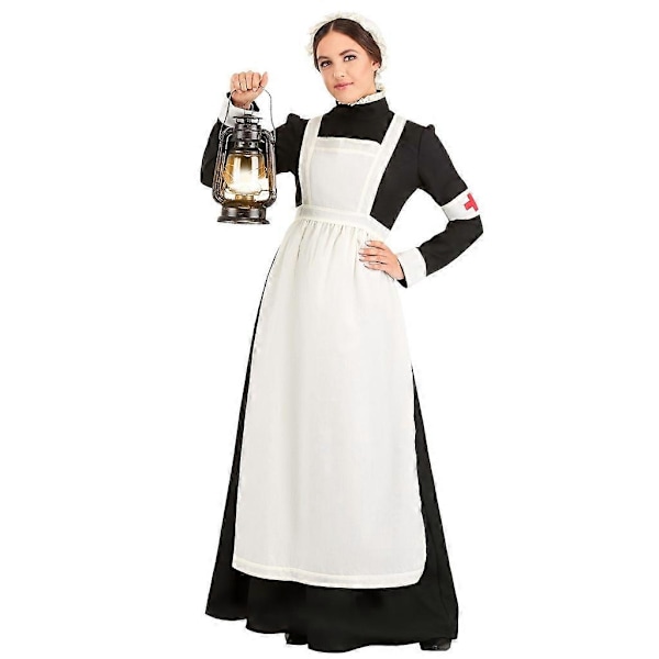 Halloween-asut Naisille Halloween Cosplay Piikatytön Mekko Show-asu Sairaanhoitajan Roolileikki Pitkä Mekko Black M
