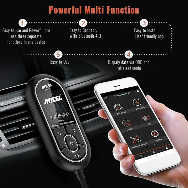 Ancel BD310 OBD2 Bilskanner Bluetooth 3-i-1 OBD Måler Bil Diagnoseverktøy Kodeavleser