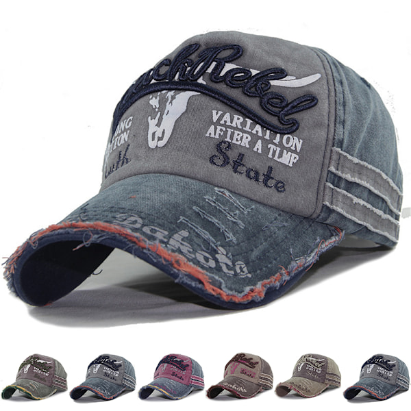 Unisex Mænd Kvinder Distressed Vintage Trucker / Baseball Cap Justerbar Denim Hatte Brown