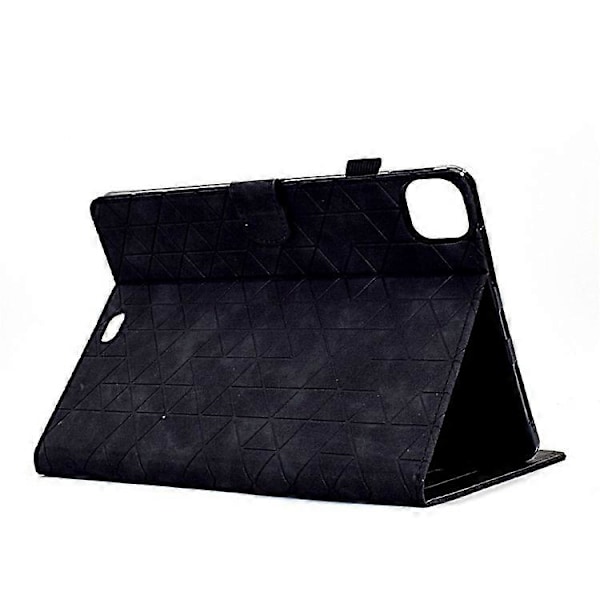 A6 Kompatibelt Fodral för iPad Pro 11 (2024) med Kortfack, Ställ, Rombmönster, Auto Wake/Sleep Läder Tabletskydd Black