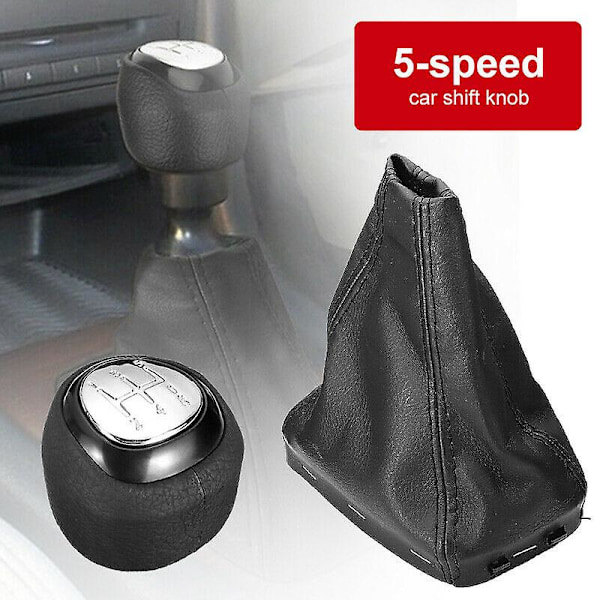 5-växlad växelspaksknopp i läder till SAAB 93 9-3 2003-2012
