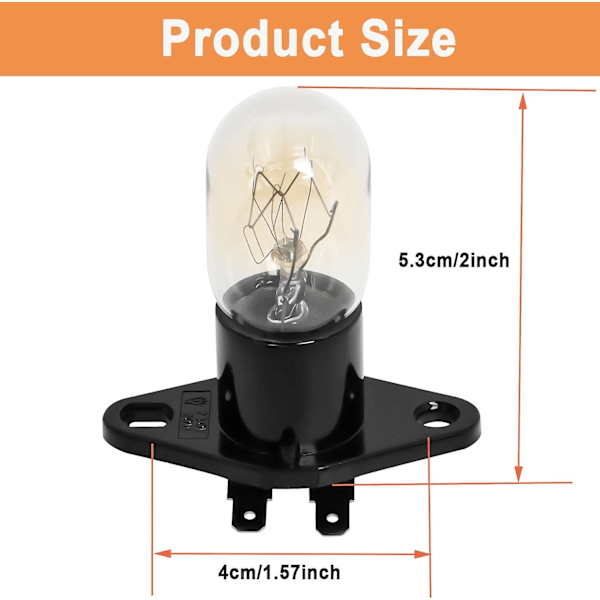 Yleismallinen mikroaaltouunin lamppu T170 Z187 -kanta, 20W 250V yhteensopiva mikroaaltouunin lamppu
