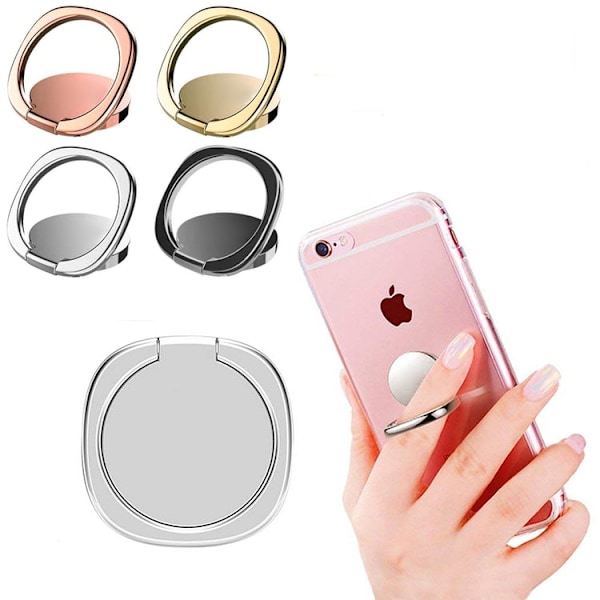 4 Väriä - Mobiilisormus / Sormipidike Mobiili Pyörivä Silver