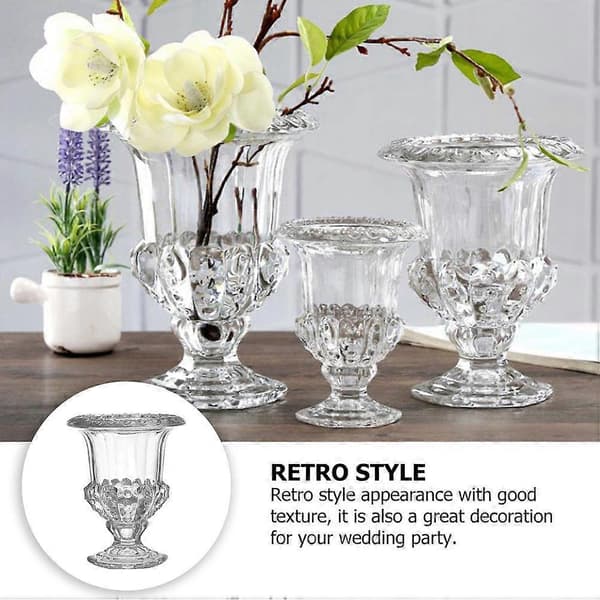 Gennemsigtig glasblomstervase til dekoration 1 stk. retrostil display