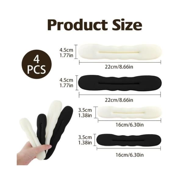 Magisk Knold Maker, Hår Donut Knold Maker, Knold Tilbehør, Knold (2 stk Beige og 2 stk Sort)