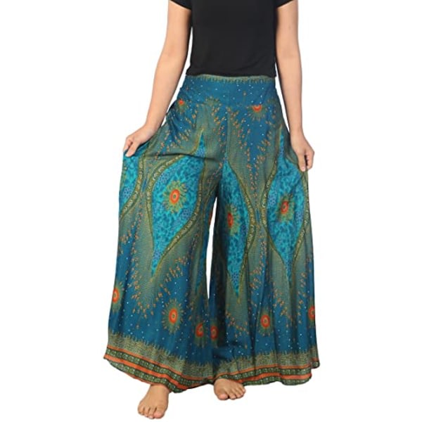 Boho Harem Yoga Wide Leg Byxor för kvinnor, M