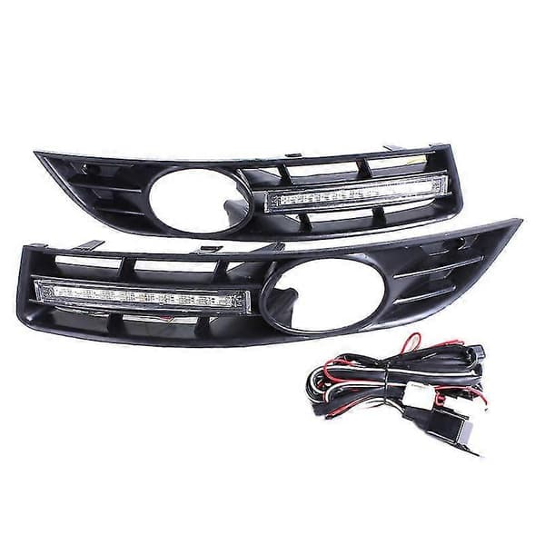 Frontfanger Tåkelys Grill + DRL LED for B6 2007-2011 Vanntett black