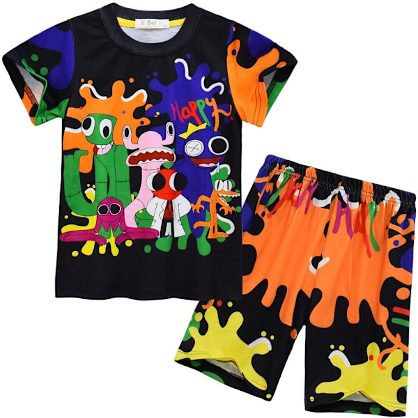 2 st barnpyjamas Roblox Rainbow Friends T-shirt shorts nattkläder EE E 130cm