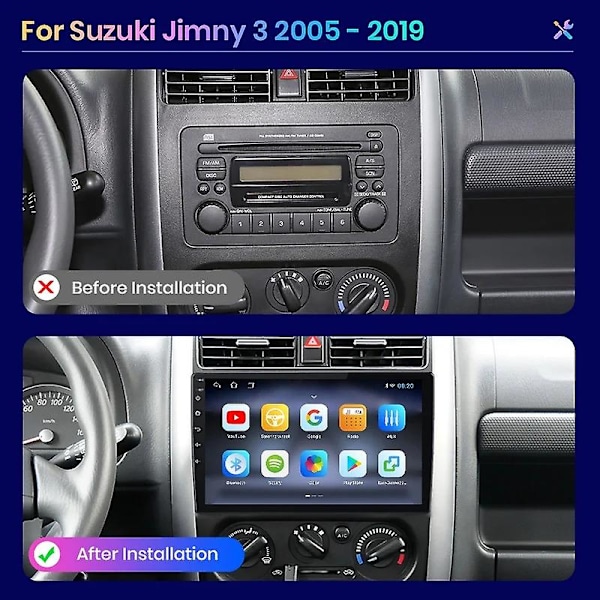 Bilradio Android Navigation Afspiller Til Suzuki Jimny 3 2005 - 2019 Multimedia Stereo WiFi Video 2din 4G 8 Core 4+64 with carplay