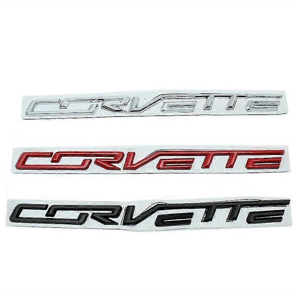 Auton 3D-metallitarrat Chevrolet Corvette C3 C4 C5 C6 C7 C8 -malleille, auton takaluukun kirjaintunnus, tyylitarrat, lisävarusteet Black