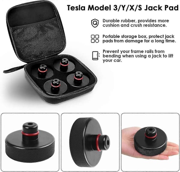 4 pakker til Tesla Model 3/S/X/Y, Jack Point Pad Robust Adapter Med Opbevaringskasse Tilbehør