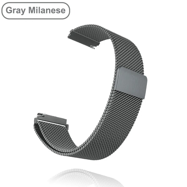 Nya 18mm 20mm 22mm armband för Garmin Venu 2S armband Vivoactive 3 4S 4 Forerunner 245 645 Galaxy Watch 4 Classic 42 46mm Grå Metall Grå Metall Gray Metal 20mm