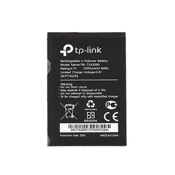 Assembly 3.8V 2000mAh Batteri (Kode: TBL-71A2000) for TP-LINK TL-TR861 761 M5350 TBL-71A2000