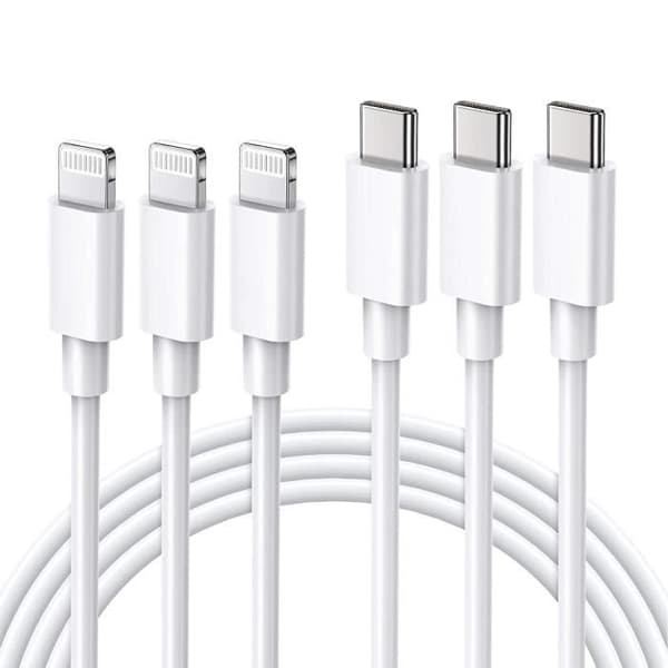 USB-C til Lightning-kabel - AUTHEMENT - 3-pak - 2M - Hurtig opladning - MFi-certificeret