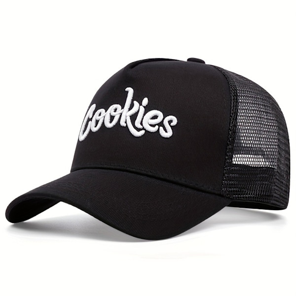 Herrar Broderad Mesh Basebollkeps Sommar Justerbar Andningsbar Truckerhatt Presenter Black
