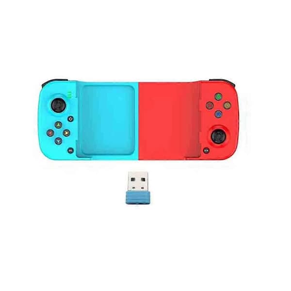 D3 Strækbar Mobil Spilcontroller 3D Joystick Bluetooth 5.0 Trådløs Gamepad til PUBG til iPhone IOS Android E Red   blue