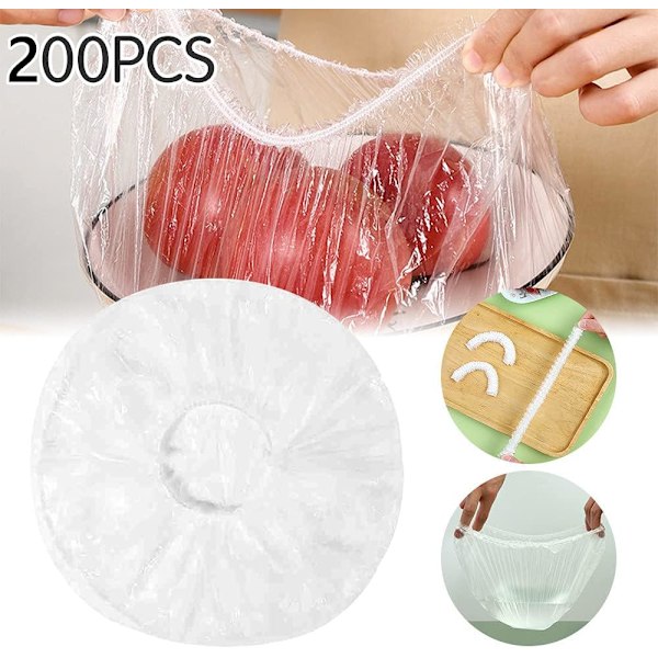 Rap Opbevaringsboks, Multifunktionel Væghængt Plastikfolieholder, Madopbevaringslåg, Friske Opbevaringsposer til Grøntsager Frugt Mad (200 stk) 200 Food Covers