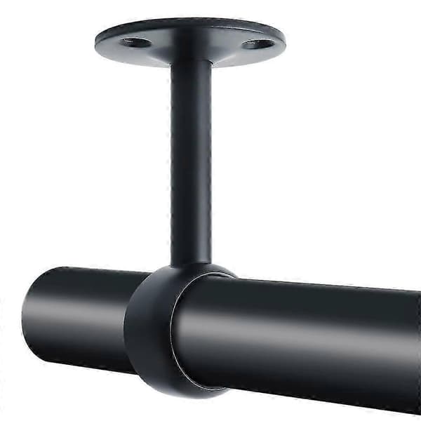 Matte sorte loftbeslag i rustfrit stål med skruer til gardinstænger og garderobestænger - Diameter 25 mm - Sæt med 2