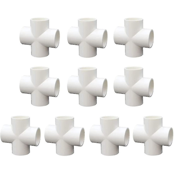 10 stk. PVC 4-vejs kryds til bygning af drivhusrammer og møbelforbindelser 20 mm [kk]