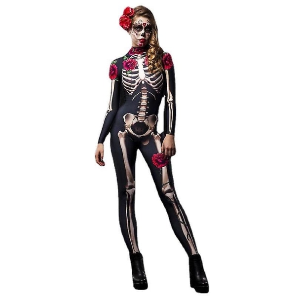 Rose Skeleton Vuxen Barn Skrämmande dräkt Halloween Klänning Cosplay Sexig Jumpsuit Karnevalsfest Baby Girl Rödskor Day Of The Dead
