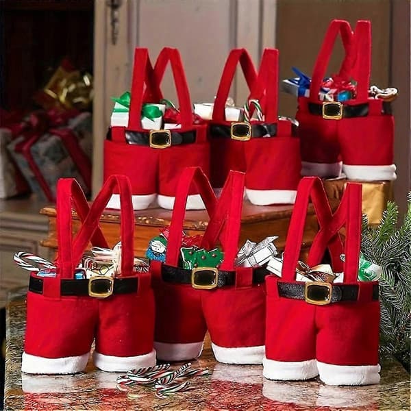 6-pack julklappspåsar i tomteluva-design, små godispåsar, dekorativa presentpåsar för julklappar