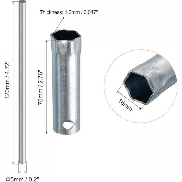 2 osaa universaalia sytytystulppa-avaimen hylsyä? Tze-korvaava 16mm