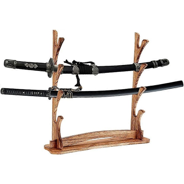 Svärdställ Trä Svärd Katana Hållare Ställ Skrivbordsfäste Samurajsvärd Display Svärd Organisering Ljussabel Displayställ för Flöjt Svärd Tan Co