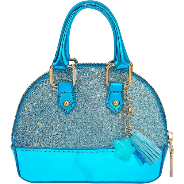 Glitterväska Prinsessa Liten Crossbody Dome Fashion Väska för Blå