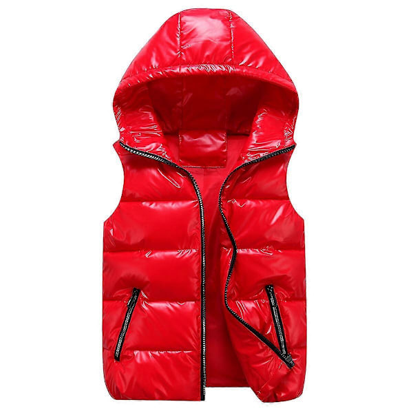 Unisex Glänsande Vattentät Ärmlös Jacka Lättvikts Vadderad Väst Banmo Red XL