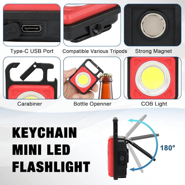 Mini Ladattava LED-Tarkastusvalo Laajakulmainen Magneetti