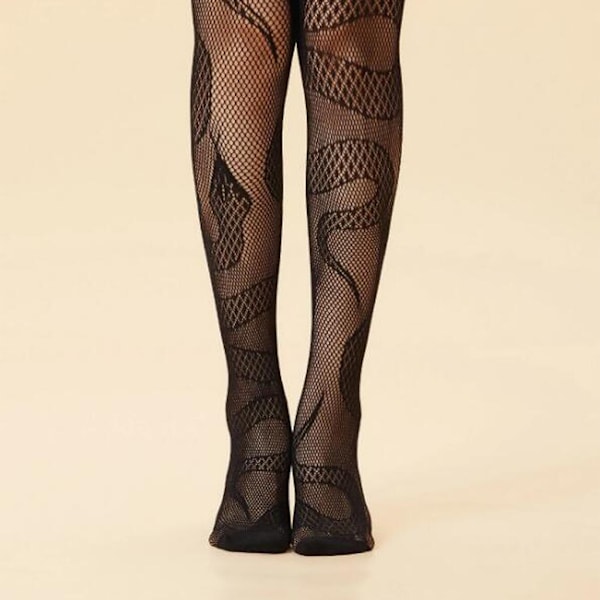 Kvinners Sexy Fishnet Strømpebukser Evil Snake Jacquard Mønstret Anime Strømpebukser