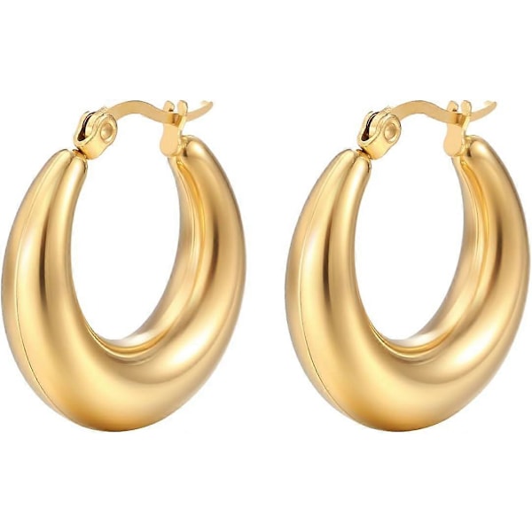 Guldörhängen för kvinnor 18k guldpläterade örhängen Hypoallergena Sterling Silver hoop örhängen Lätta Guld Hoop Örhängen (Guld/Silver)