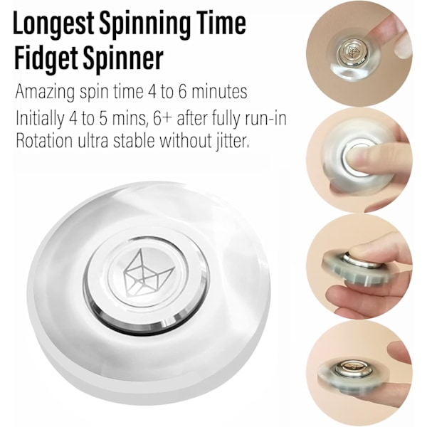 Metal Fidget Spinner Legetøj til Voksne, Helt i Rustfrit Stål 1.5''