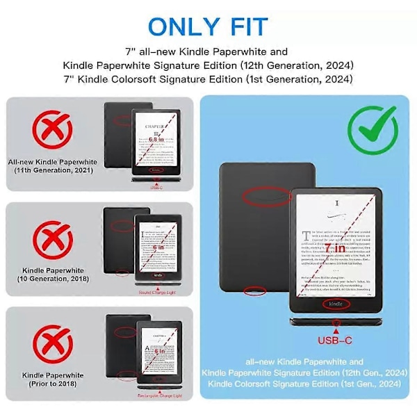 Kirkas suojakotelo Kindle Paperwhite 12. sukupolvelle (2024 julkaisu) Erittäin ohut läpinäkyvä Airbag anti drop shell
