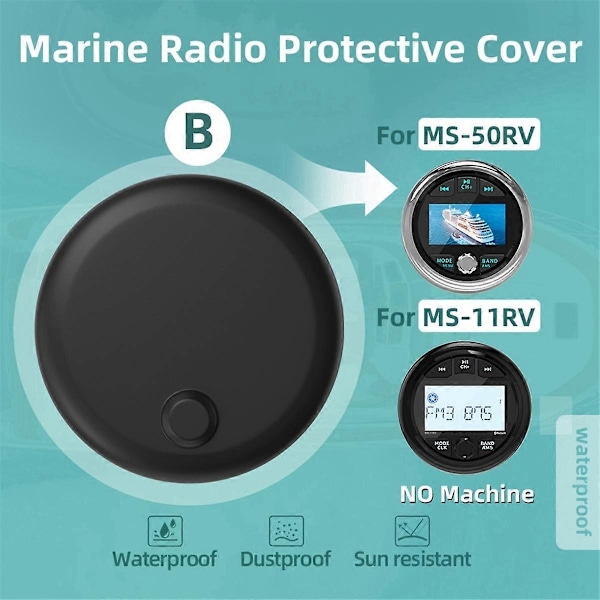 Yhteensopiva Marine Radio Cover MP3 MP5 FM -veneradion pehmeän silikonisuojan kanssa, vedenpitävä sopii UTV ATV SP -laitteisiin As Shown