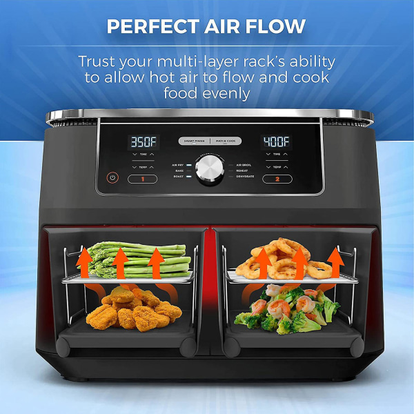 Air Fryer Rack för Dual Air Fryers | Airfryer korgbricka | Air Fryer Tillbehör, Dehydrator rack passar alla Dubbelkorg Air Fryer Kylning Torkning