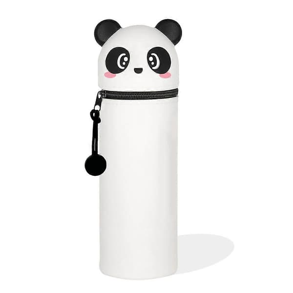 2i1 Blød Silikone Taske, Kawaii Penalhus, Søde Dyr Panda, Hvid