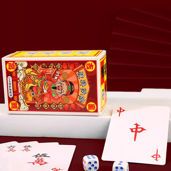 Bærbar Mahjong Papirkort Legetøj Interessant puslespil brætspil til familiemøder 2 Sets