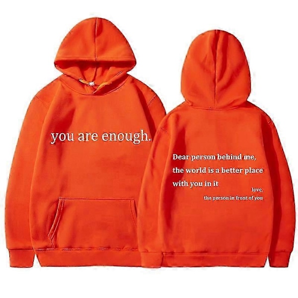 You Are Enough -printtihuppari, rento syysmallisto, miesten ja naisten collegepaidat Black XS