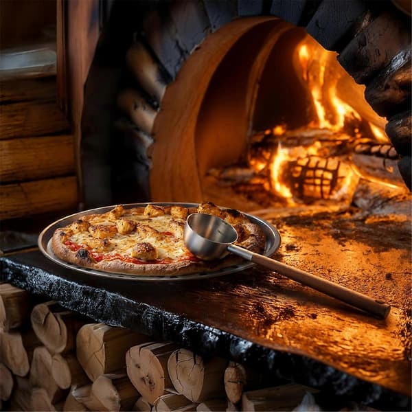 4 STK Pizzaspadesæt, Metalspatel med foldbart træhåndtag