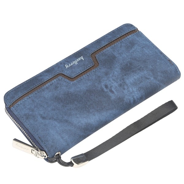 IC baellerry lang lynlås til mænd tegnebog PU læder clutch business casual ungdom clutch mørkeblå blå