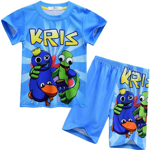 2 st barnpyjamas Roblox Rainbow Friends T-shirt shorts nattkläder BB B 120cm